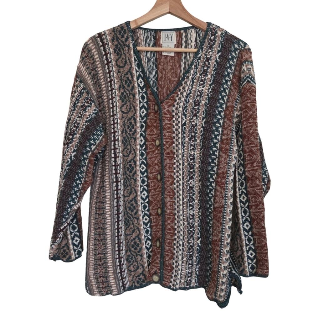 Vintage IVY | Thick Knit Button Front Oversized Cardigan Sweater